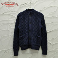 STEVENSON OVERALL Indigo Cable Knited Cardigan