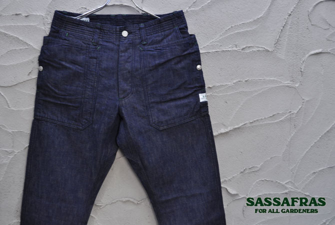 SASSAFRAS Fall Leaf Sprayer Pants(10oz Denim) 