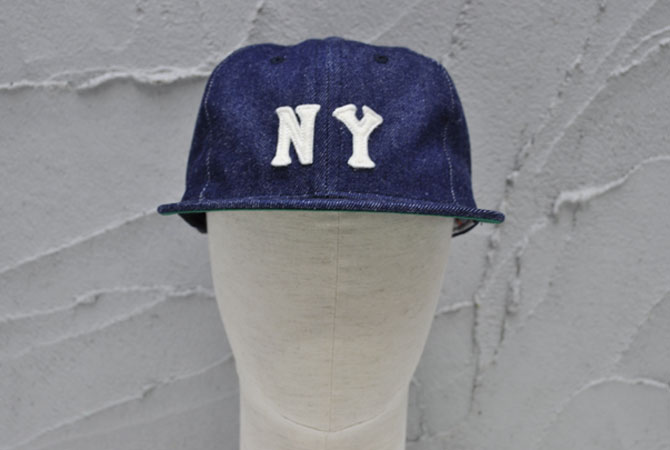 EBBETS FIELD FLANNELS Rigid Denim 6 Pannel Ball Cap(New York Black Yankees 1936)