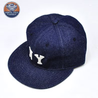 EBBETS FIELD FLANNELS Rigid Denim 6 Pannel Ball Cap(New York Black Yankees 1936)