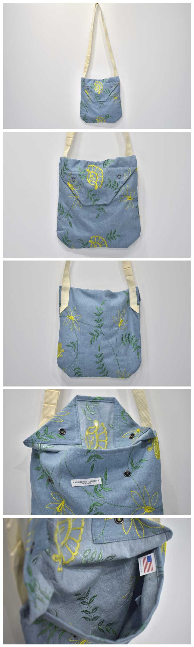 ENGINEERED GARMENTS Shoulder Pouch (Denim Floral)