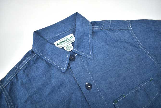 SASSAFRAS Dig Crew Half (5oz Chambray）