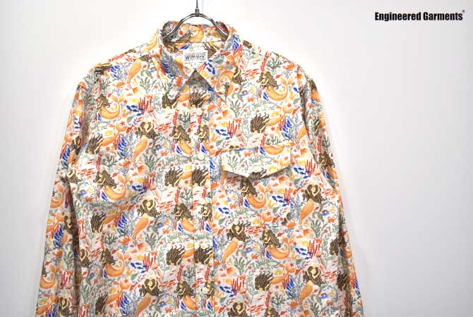 ENGINEERED GARMENTS 【Workaday】BD Shirt(Marmaid Print) 